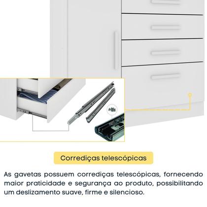 Imagem de Conjunto Infantil com Guarda Roupa e Cômoda Harmonia Yescasa Branco/Neve