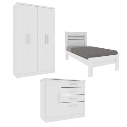 Imagem de Conjunto Infantil Completo com Cama 100% MDF, Guarda Roupa e Cômoda Harmonia Espresso Móveis