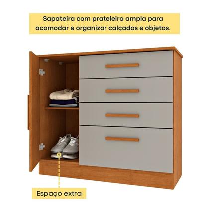 Imagem de Conjunto Infantil Completo com Cama 100% MDF, Guarda Roupa e Cômoda Harmonia Espresso Móveis