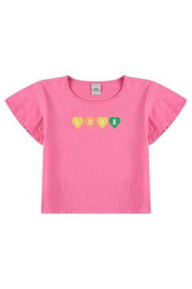 Imagem de Conjunto Infantil Cropped Manga Evasê Love Pink