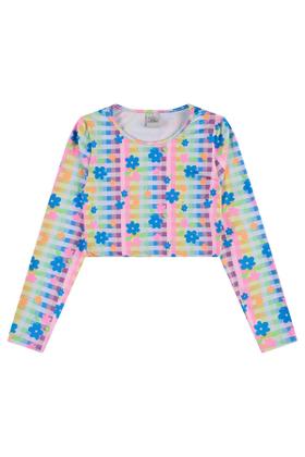 Imagem de Conjunto Infantil Cropped UV 50+ Florzinha Branco