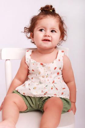 Imagem de Conjunto Infantil de Bebê Verão Menina Shorts E Bata 02 Peças Roupas Para Bebê