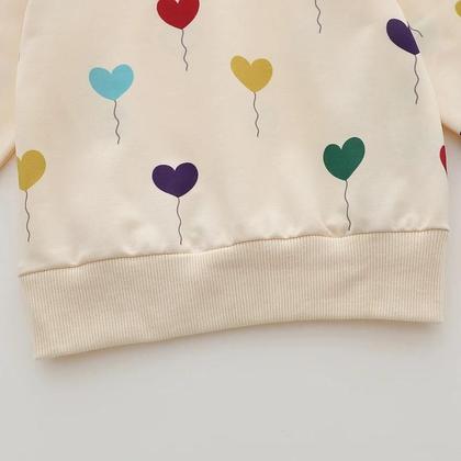 Imagem de Conjunto Infantil de Calças e Blusa de Manga Comprida - Estampa Balão Amor - Primavera/Outono