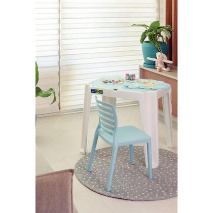 Imagem de Conjunto Infantil De Mesa E Cadeira Tramontina Beni Azul Em Polipropileno Com Quadro De Atividades