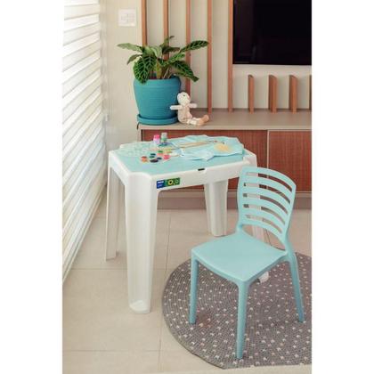 Imagem de Conjunto Infantil De Mesa E Cadeira Tramontina Beni Azul Em Polipropileno Com Quadro De Atividades