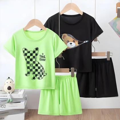 Imagem de Conjunto Infantil de Shorts e Blusa de Verão - Estampa de Elefante Azul