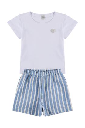 Conjunto Infantil Ecológico Listras Branco - Vida Costeira Imagem de Conjunto Infantil Ecológico Listras Branco