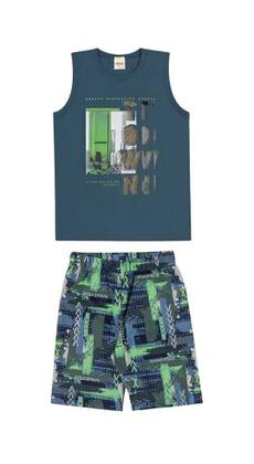 Imagem de Conjunto Infantil Elian Camiseta Regata Cavada Com Bermuda Menino Moda Verão