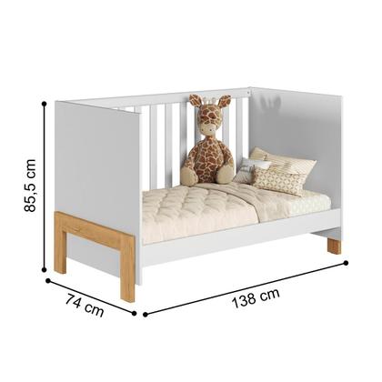 Imagem de Conjunto Infantil Fantasia Branco Acetinado: Berço Fantasia Mini Cama + Cômoda Fantasia + Guarda-Roupa Fantasia