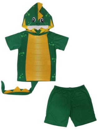 Imagem de Conjunto Infantil Fantasia Dinossauro Camiseta com Capuz e Short