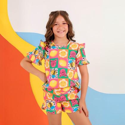 Imagem de Conjunto Infantil Feminino Abelhas Short e Blusa Colorido