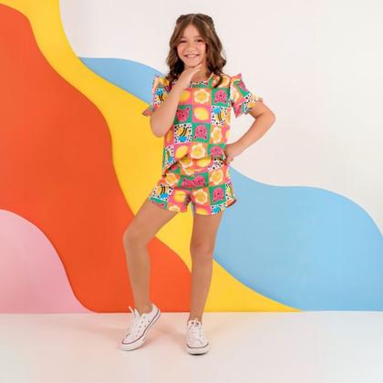 Imagem de Conjunto Infantil Feminino Abelhas Short e Blusa Colorido