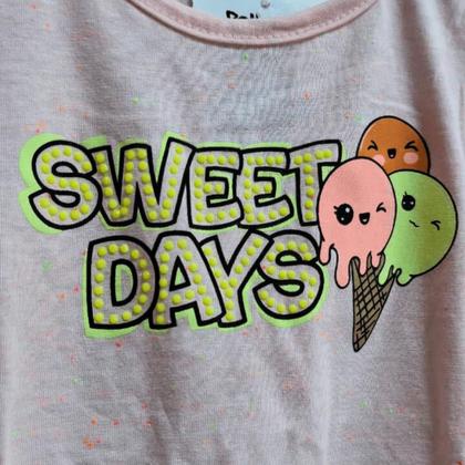 Imagem de Conjunto Infantil Feminino Blusa Sorvete Shorts Cargo Neon