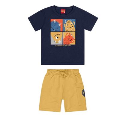 Imagem de Conjunto Infantil Feminino Camiseta + Bermuda Moletinho Monstros Kyly