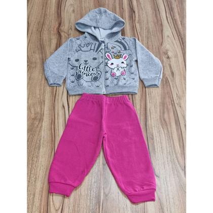 Imagem de Conjunto Infantil Feminino Inverno Com Capuz Coelho Cinza P/M