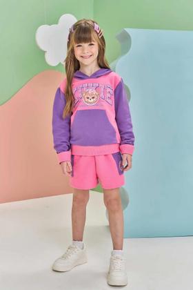 Imagem de Conjunto Infantil Feminino Kukiê Blusão Moletom E Short Ursinha K2