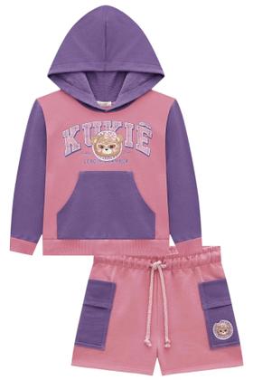Imagem de Conjunto Infantil Feminino Kukiê Blusão Moletom E Short Ursinha K2