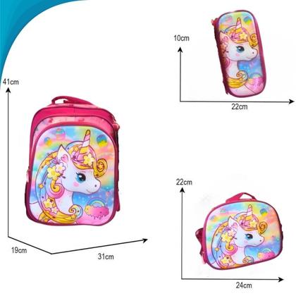 Imagem de Conjunto Infantil Feminino Lancheira Mochila E Estojo