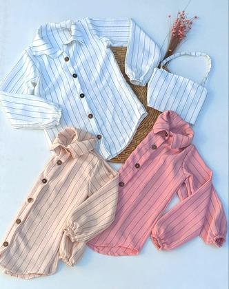 Imagem de Conjunto infantil feminino moda blogueira camisa e cropped