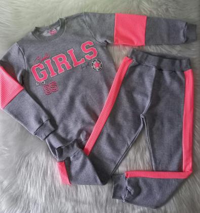 Imagem de Conjunto Infantil Feminino Moletom Blusão Manga Longa e Calça Tela Neon