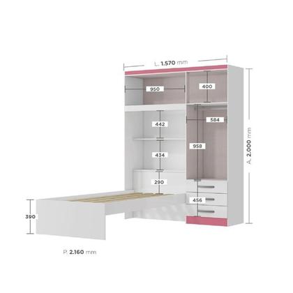 Imagem de Conjunto Infantil Guarda-roupa com Cama Lisboa 4 Portas e 3 Gavetas com Cômoda Carla 4 Gavetas