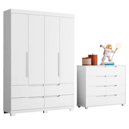 Imagem de Conjunto Infantil Guarda-Roupa e Cômoda Circus Branco