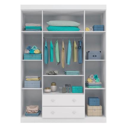 Imagem de Conjunto Infantil Guarda Roupa e Cômoda Lina 100% MDF Branco Semi Brilho - Sallar Home