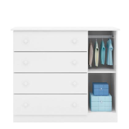 Imagem de Conjunto Infantil Guarda Roupa e Cômoda Lina 100% MDF Branco Semi Brilho - Sallar Home
