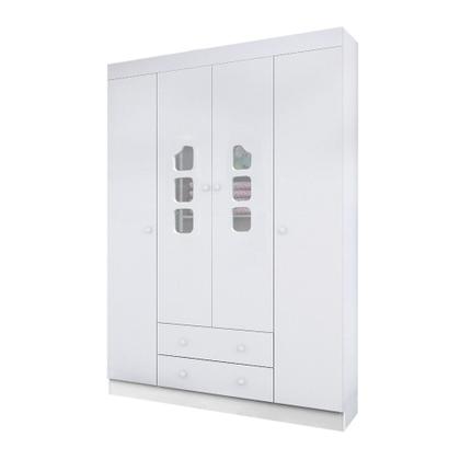 Imagem de Conjunto Infantil Guarda Roupa e Cômoda Lina 100% MDF Branco Semi Brilho - Sallar Home