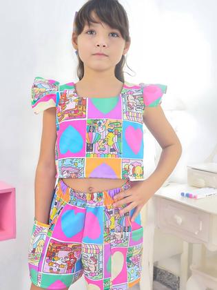 Imagem de Conjunto Infantil Inspirado nos Livros para Colorir - Blusa e Short