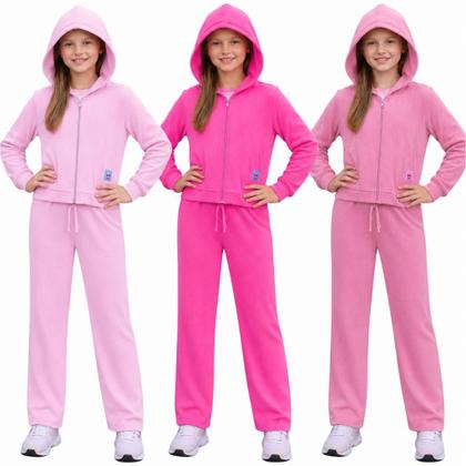 Imagem de Conjunto Infantil Juvenil de Inverno Menina Conjunto de Moletom Peluciado Quentinho