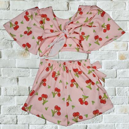 Imagem de Conjunto Infantil Juvenil Short Saia Cropped Amarração