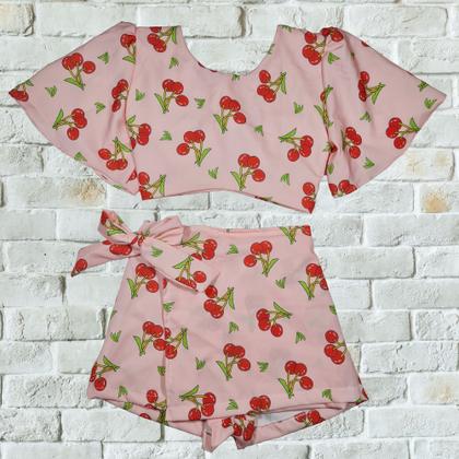 Imagem de Conjunto Infantil Juvenil Short Saia Cropped Amarração