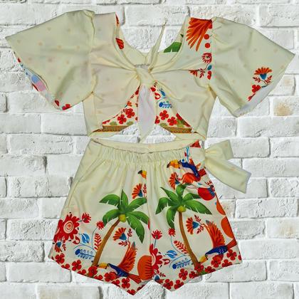 Imagem de Conjunto Infantil Juvenil Short saia Cropped Amarração Menina