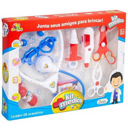 Imagem de Conjunto Infantil Kit Médico Doutor Com Estetoscópio Bisturi E Acessórios Azul Para Menino