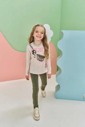 Imagem de Conjunto Infantil Kukiê Inverno com Calça Legging Verde e Blusa Manga Longa Enjoy