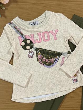 Imagem de Conjunto Infantil Kukiê Inverno com Calça Legging Verde e Blusa Manga Longa Enjoy