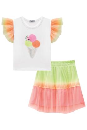 Imagem de Conjunto Infantil Kukie Verão Com Saia e Blusa Sorvetinho