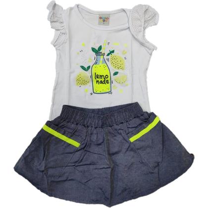 Imagem de Conjunto infantil m/c menina have fun blusa estampa lemonade cotton + short saia