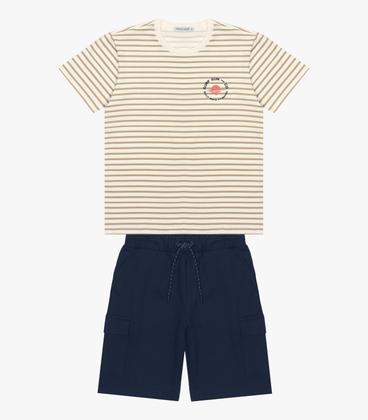 Imagem de Conjunto Infantil Masculino Listrado Trick Nick Bege