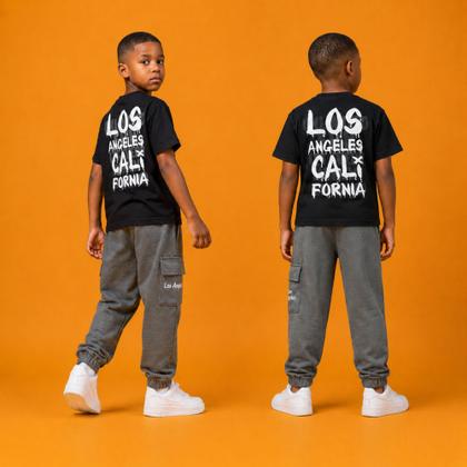 Imagem de Conjunto Infantil Masculino Menino Moletom e Algodão 2 A 12 Anos Blusa Calça Cargo Estilo Streetwear