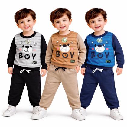 Imagem de Conjunto Infantil Masculino Moletom Peluciado com Fleece 1 2 3