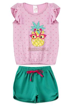 Imagem de Conjunto Infantil Menina Babadinho No Ombro/Elastico Na Cintura Purrnapple