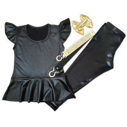 Imagem de Conjunto Infantil Menina Blogueirinha PRETO LUXO Mini Diva Tecido Cirrê Importado