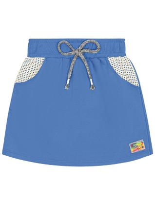 Imagem de Conjunto Infantil Menina Blusa Cropped E Short-Saia Natural E Azul Cinti