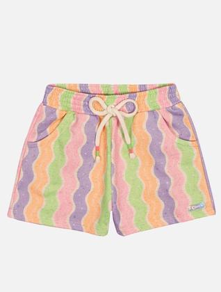 Imagem de Conjunto Infantil Menina Blusa E Short Arco-Íris Laranja Neon Mundo Cinti