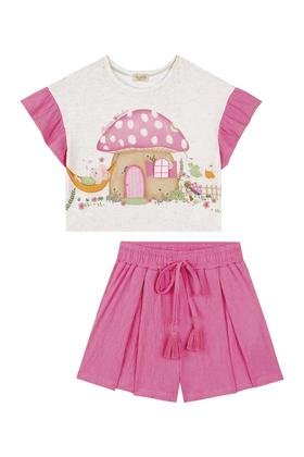 Imagem de Conjunto Infantil Menina Blusa e Short Cogumelo Verão Kukiê