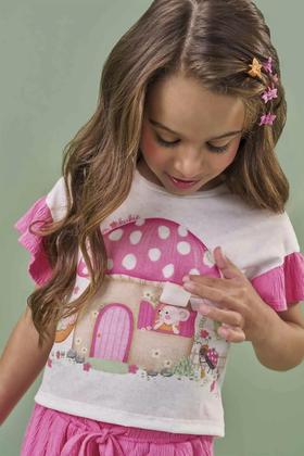 Imagem de Conjunto Infantil Menina Blusa e Short Cogumelo Verão Kukiê