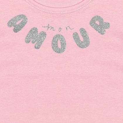 Imagem de Conjunto Infantil Menina Blusa Manga Flare Shorts Saia Com Prega Rosa