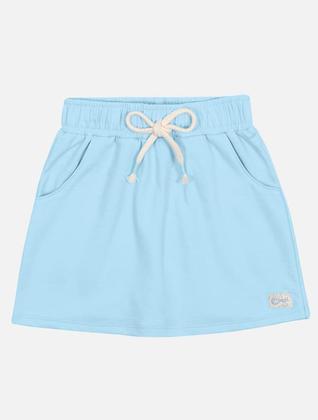 Imagem de Conjunto Infantil Menina Blusa Sereia E Short-Saia Natural E Azul Mundo Cinti